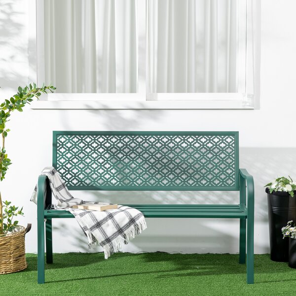 Záhradná lavička HOMCOM nosnosť 280 kg 127 x 63 x 83 cm tmavozelená