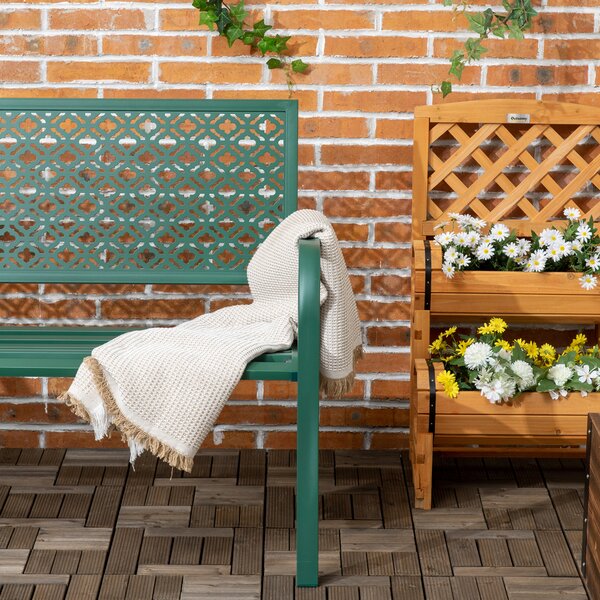 Záhradná lavička HOMCOM nosnosť 280 kg 127 x 63 x 83 cm tmavozelená