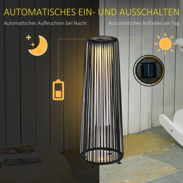 OUTSUNNY Solárna záhradná lampa so svetelným senzorom 22 x 22 x 61 cm čierna