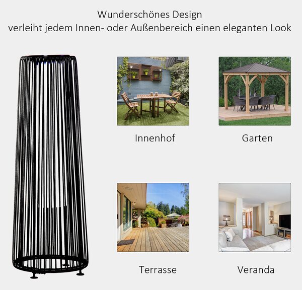 OUTSUNNY Solárna záhradná lampa so svetelným senzorom 22 x 22 x 61 cm čierna