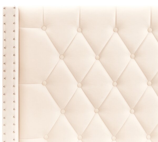 Posteľ s úložným priestorom krémová biela zamatová čalúnená 140 x 200 cm prešívané čelo elegantný glamour dizajn