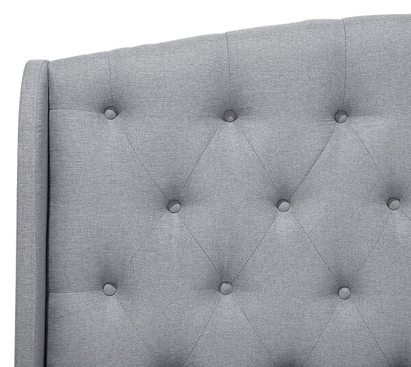 Posteľ s roštom sivá 180 x 200 cm polyesterový čalúnený rám prešívané čelo moderný dizajn