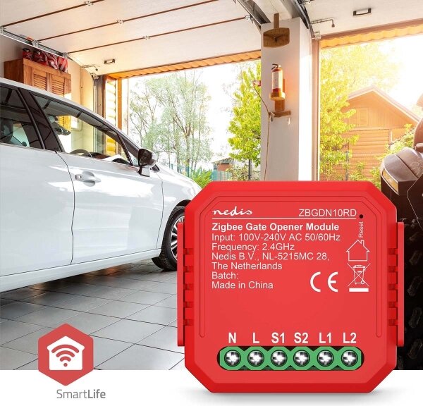 Nedis ZBGDN10RD - Inteligentný spínač garážových vrát SmartLife Zigbee Tuya
