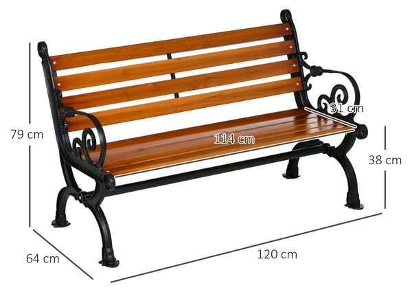OUTSUNNY Záhradná lavica pre 2 osoby 120 x 64 x 79 cm teakové drevo