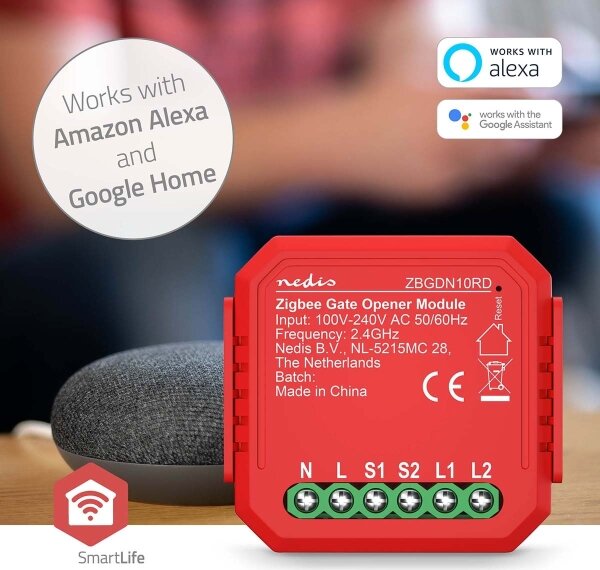 Nedis ZBGDN10RD - Inteligentný spínač garážových vrát SmartLife Zigbee Tuya