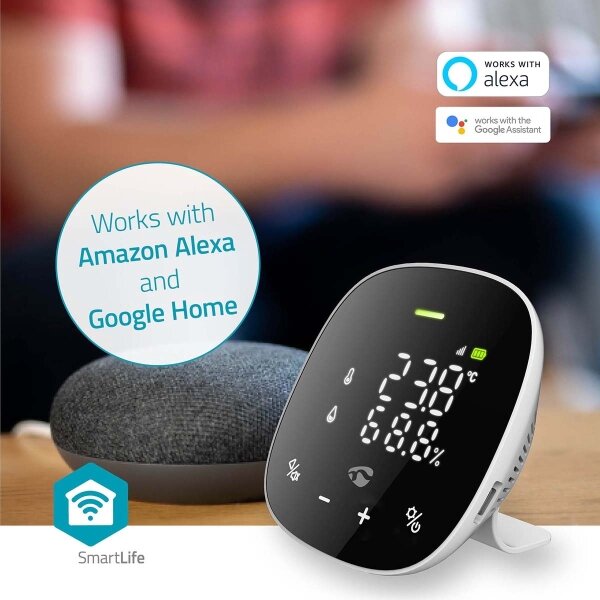 Nedis WIFISA20CBK-Inteligentný monitor kvality ovzdušia s LED displejom SmartLife Wi-Fi