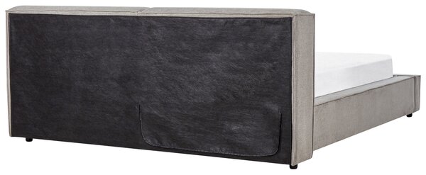 Posteľ sivé látkové čalúnenie 180 x 200 cm s roštom hrubé čalúnené čelo retro tradičný štýl