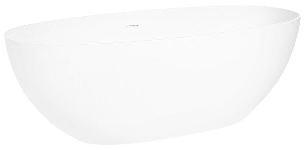 Voľne stojaca vaňa biela solid surface 170 cm oválna s tenkým okrajom moderná kúpeľňa