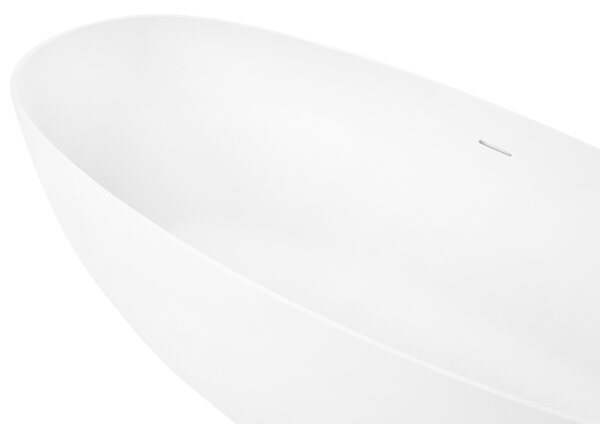 Voľne stojaca vaňa biela solid surface 170 cm oválna s tenkým okrajom moderná kúpeľňa