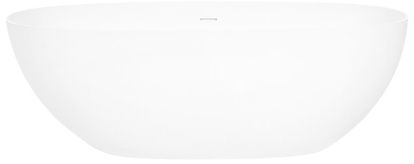 Voľne stojaca vaňa biela solid surface 170 cm oválna s tenkým okrajom moderná kúpeľňa