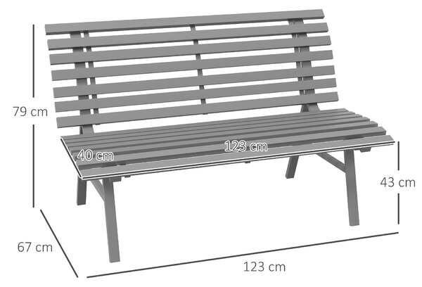 OUTSUNNY Záhradná lavica KLASIK dvojmiestna hliníková 123 x 67 x 79 cm sivá