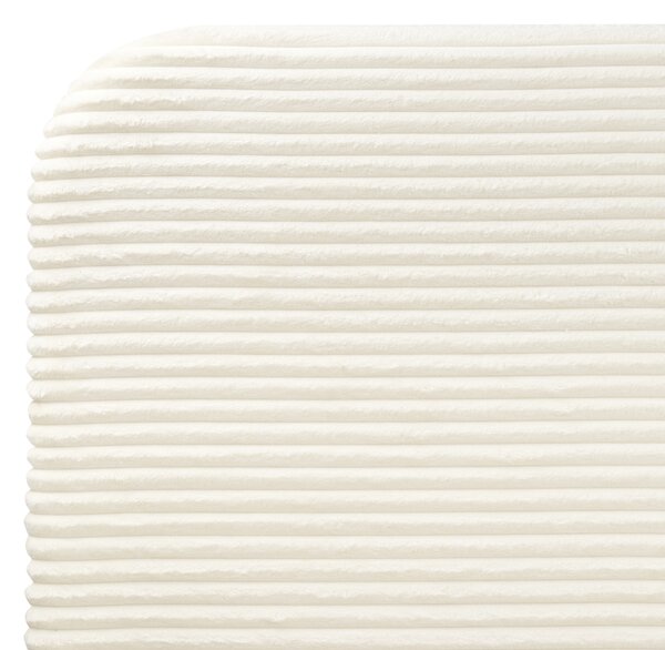 Posteľ krémová biela menčestrová 140 x 200 cm čalúnené čelo čierne nohy lamelový rošt minimalistický dizajn