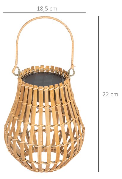 OUTSUNNY Solárna záhradná lampa dobíjateľná 3 farby svetla s bambusovým tienidlom