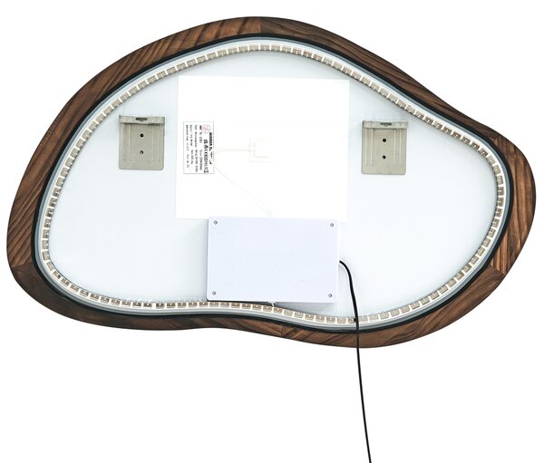Nástenné závesné kúpeľňové oválne LED zrkadlo tmavohnedé 60 x 93 cm s osvetlením moderná kúpeľňa