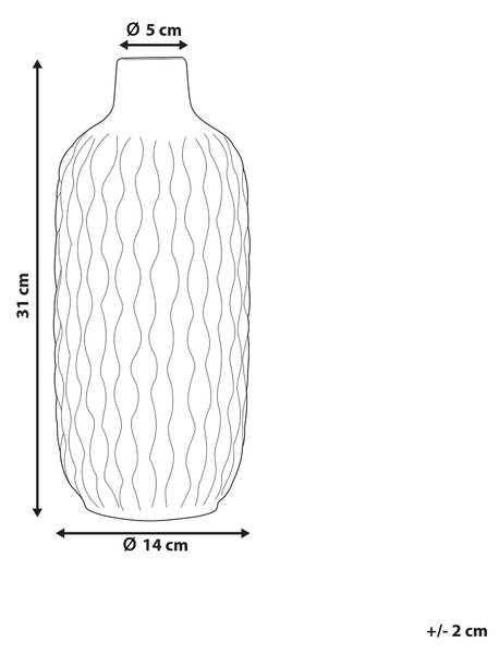 Dekoratívna váza na stôl biela kameninová s reliéfnym vzorom výška 31 cm glamour dizajn