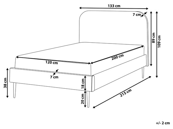 Posteľ svetlobéžová čalúnená zamatová 120 x 200 cm čalúnené čelo zlaté nohy lamelový rošt minimalistický dizajn