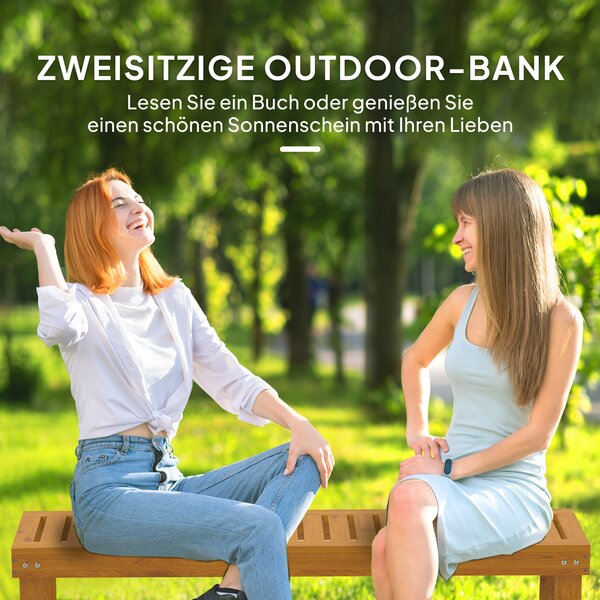 OUTSUNNY Dvojmiestna záhradná lavica drevená nosnosť 300 kg 128 x 51 x 73 cm teakové drevo