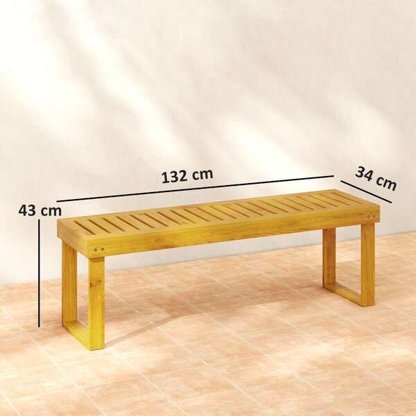 OUTSUNNY Dvojmiestna záhradná lavica drevená nosnosť 300 kg 128 x 51 x 73 cm teakové drevo