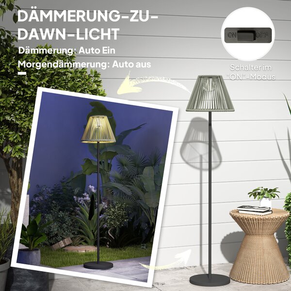OUTSUNNY Solárna stojacia lampa RATAN v boho štýle 33x135 cm