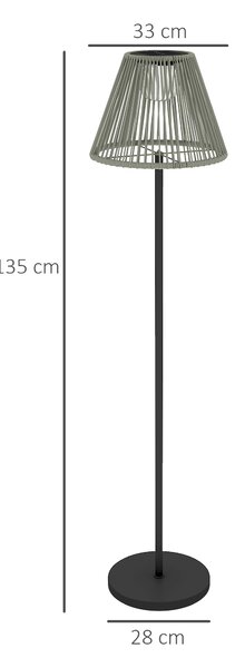 OUTSUNNY Solárna stojacia lampa RATAN v boho štýle 33x135 cm