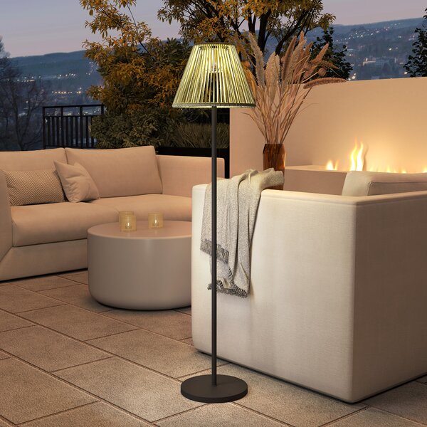 OUTSUNNY Solárna stojacia lampa RATAN v boho štýle 33x135 cm