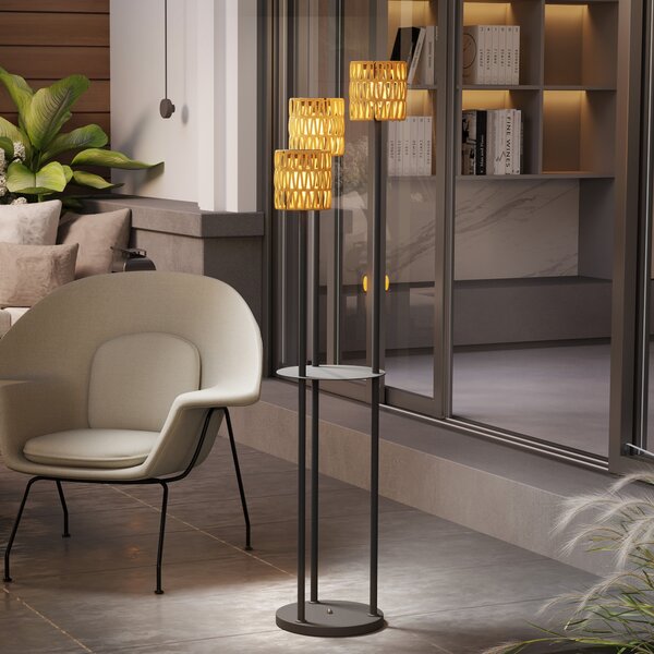 OUTSUNNY Solárna stojacia lampa RATAN 3 v boho štýle 37 x 144 cm