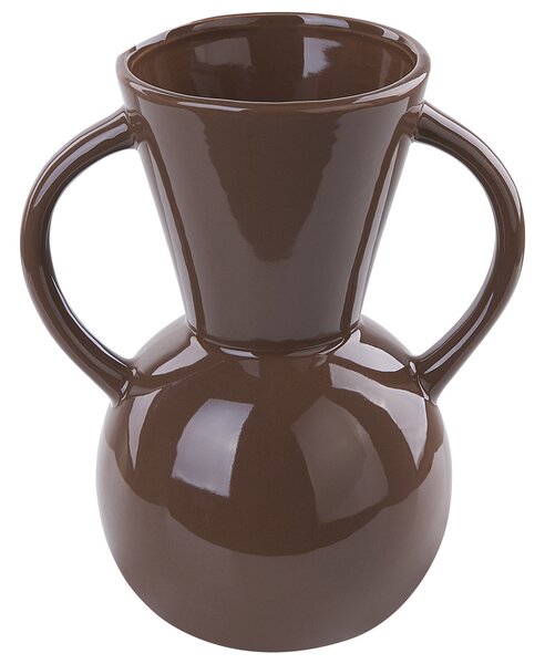 Váza na kvety hnedá porcelánová 19 cm minimalistický bytový doplnok na stôl