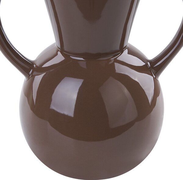 Váza na kvety hnedá porcelánová 19 cm minimalistický bytový doplnok na stôl