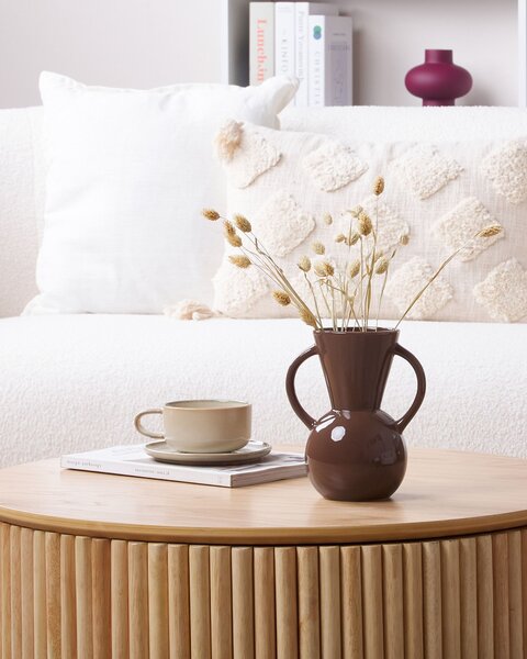 Váza na kvety hnedá porcelánová 19 cm minimalistický bytový doplnok na stôl