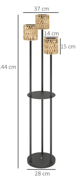 OUTSUNNY Solárna stojacia lampa RATAN 3 v boho štýle 37 x 144 cm