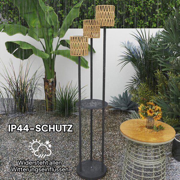 OUTSUNNY Solárna stojacia lampa RATAN 3 v boho štýle 37 x 144 cm