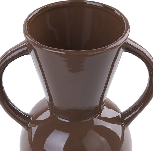 Váza na kvety hnedá porcelánová 19 cm minimalistický bytový doplnok na stôl