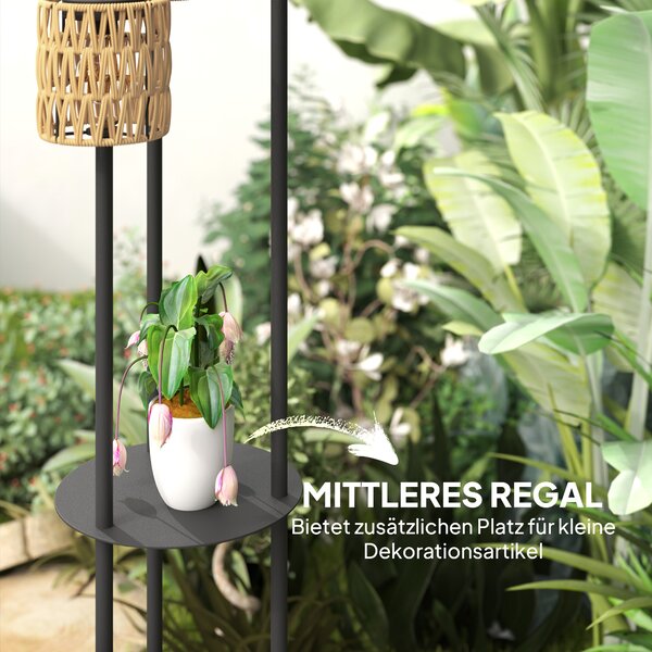 OUTSUNNY Solárna stojacia lampa RATAN 3 v boho štýle 37 x 144 cm