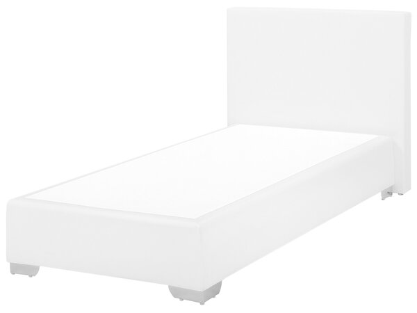 Kontinentálna posteľ biela umelá koža 90 x 200 cm pružinový matrac s čelom moderný štýl spálňa