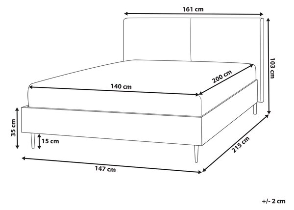 Posteľný rám zlatohnedá umelá koža dvojlôžko 140 x 200 cm čalúnené čelo kovové nohy drevený lamelový rošt moderný štýl spálňa