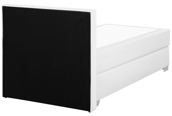 Kontinentálna posteľ biela umelá koža 90 x 200 cm pružinový matrac s čelom moderný štýl spálňa