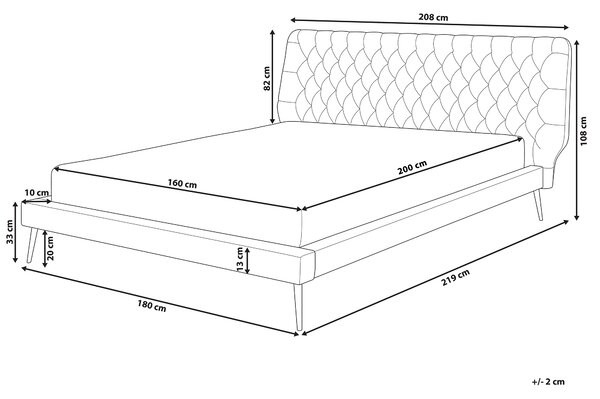 Posteľ sivá umelá koža 160 x 200 cm čalúnený rám postele s roštom prešívané čelo moderný dizajn