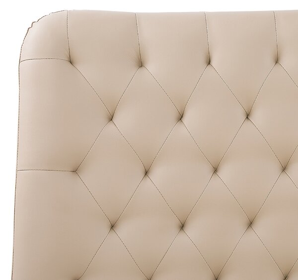 Posteľ béžová umelá koža 160 x 200 cm čalúnený rám postele s roštom prešívané čelo moderný dizajn