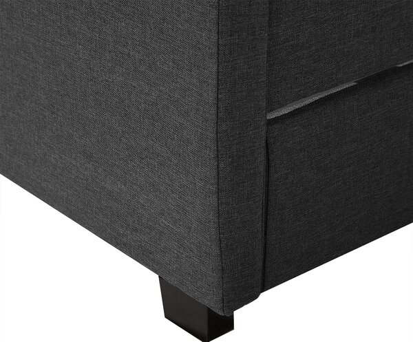 Posteľ s úložným priestorom sivá látkové čalúnenie 160 x 200 cm čelo s lemovaním s roštom klasický štýl