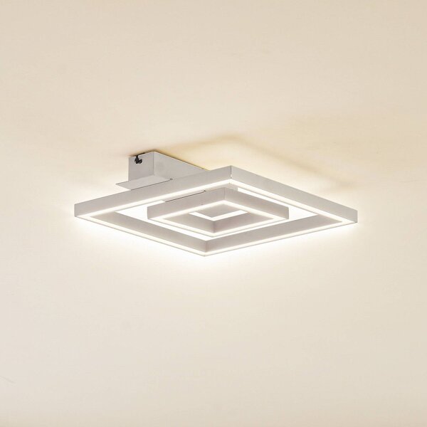 Lindby LED stropné svietidlo Madamo, biele, 30 cm, 3000K, Biela / opálová, Obývacia izba / jedáleň, Hliník, Moderný, Stropné svetlo