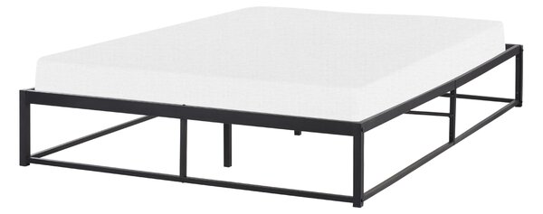 Posteľ čierna kovová 140 x 200 cm posteľný rám bez čela s roštom industriálny moderný štýl