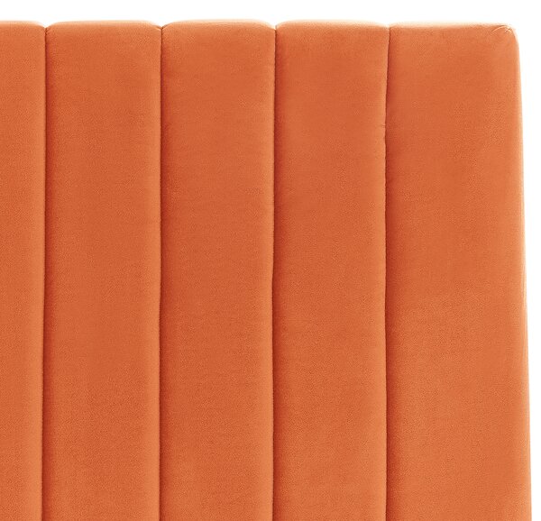Posteľ s úložným priestorom oranžový zamat 160 x 200 cm vysoké prešívané čelo nábytok do spálne