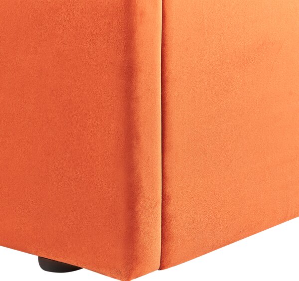 Posteľ s úložným priestorom oranžový zamat 160 x 200 cm vysoké prešívané čelo nábytok do spálne