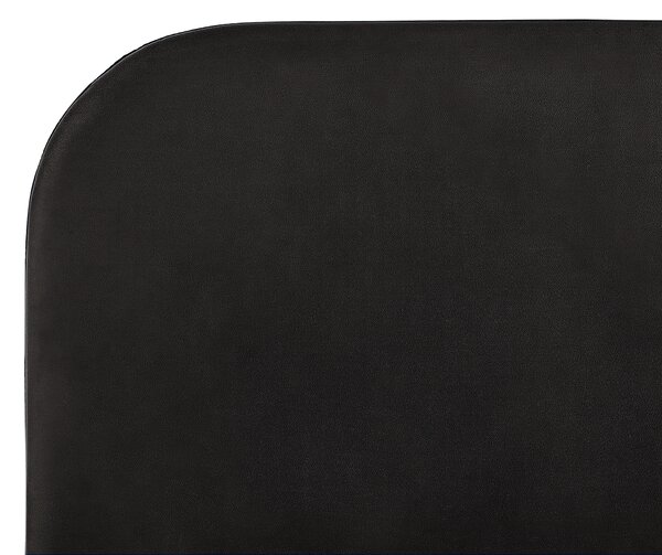 Posteľ čierna čalúnená zamatová 140 x 200 cm čalúnené čelo zlaté nohy lamelový rošt minimalistický dizajn