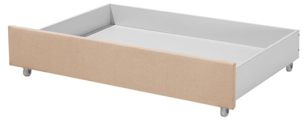 Posteľ s úložným priestorom béžová látkové čalúnenie 160 x 200 cm čelo s lemovaním s roštom klasický štýl