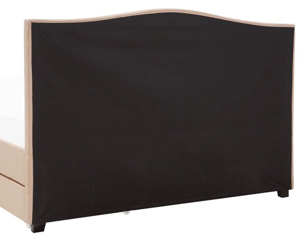 Posteľ s úložným priestorom béžová látkové čalúnenie 160 x 200 cm čelo s lemovaním s roštom klasický štýl