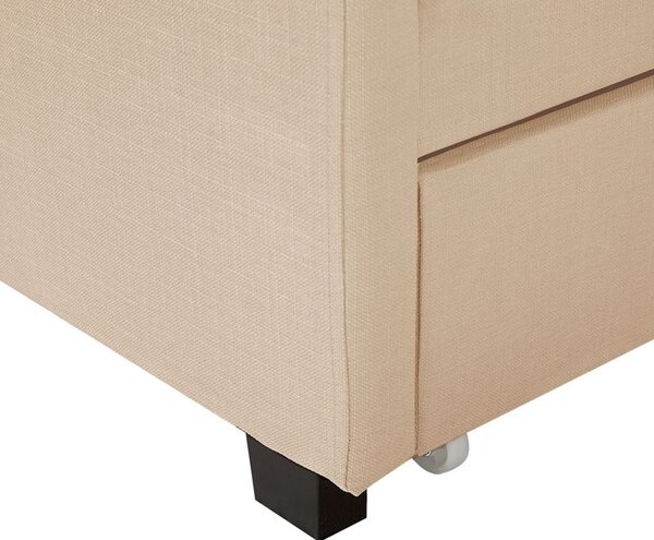 Posteľ s úložným priestorom béžová látkové čalúnenie 160 x 200 cm čelo s lemovaním s roštom klasický štýl