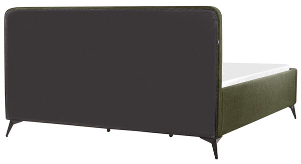 Rám postele s čelom zelené buklé čalúnenie čierne kovové nohy 180 x 200 cm klasický minimalistický štýl spálňa