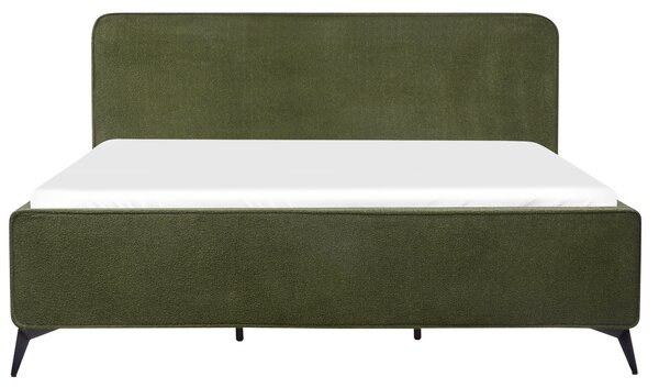 Rám postele s čelom zelené buklé čalúnenie čierne kovové nohy 180 x 200 cm klasický minimalistický štýl spálňa