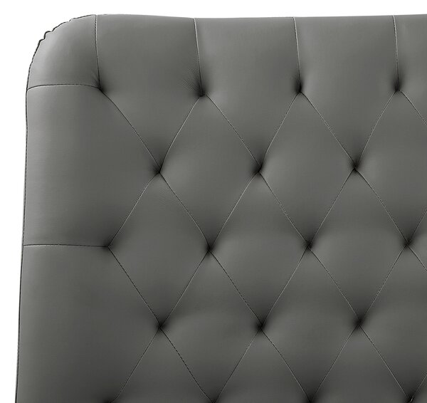 Posteľ sivá umelá koža 160 x 200 cm čalúnený rám postele s roštom prešívané čelo moderný dizajn
